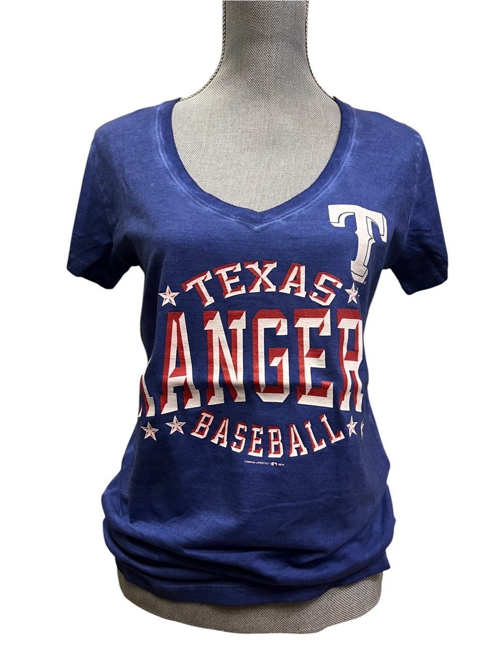 MLB Texas Rangers Women's Blue V-Neck Baseball Tee